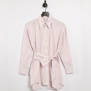 River Island Open Back Pink and White Striped Shirt